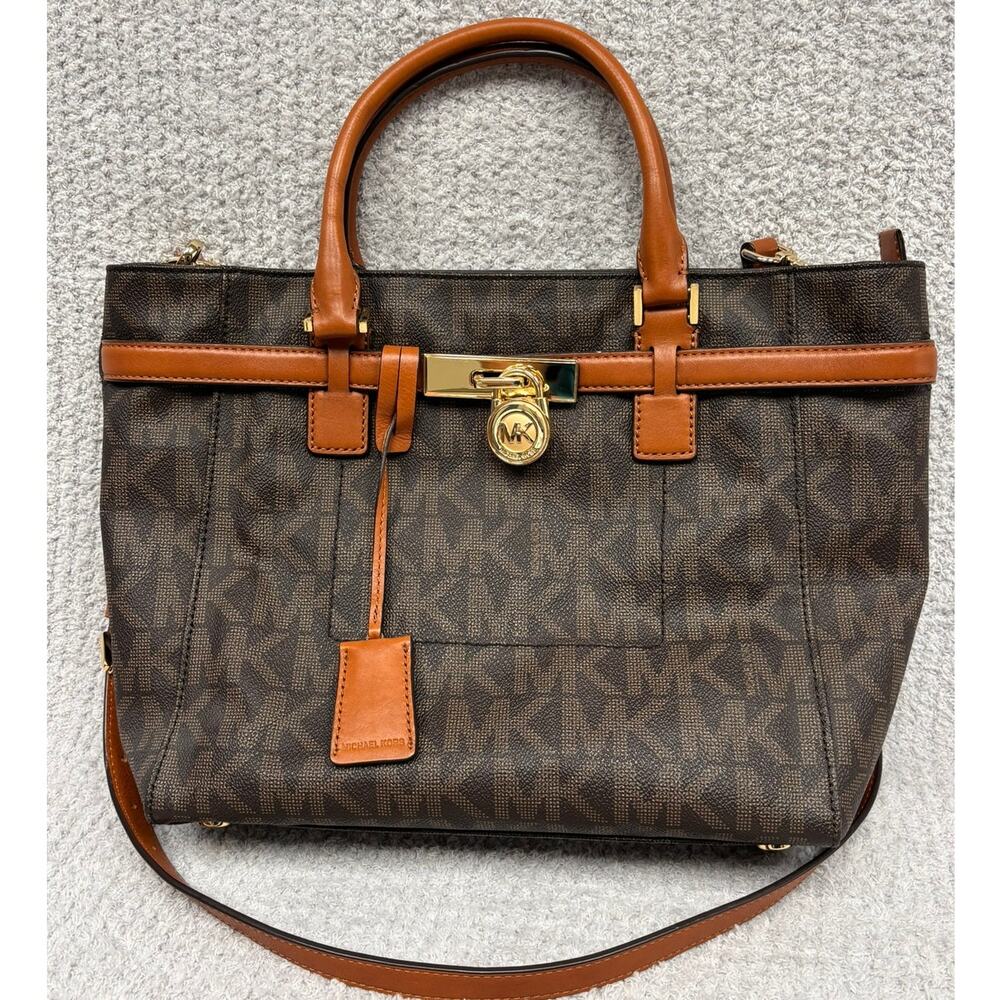 Michael Kors Brown Logo Print Medium Tote Purse #80280